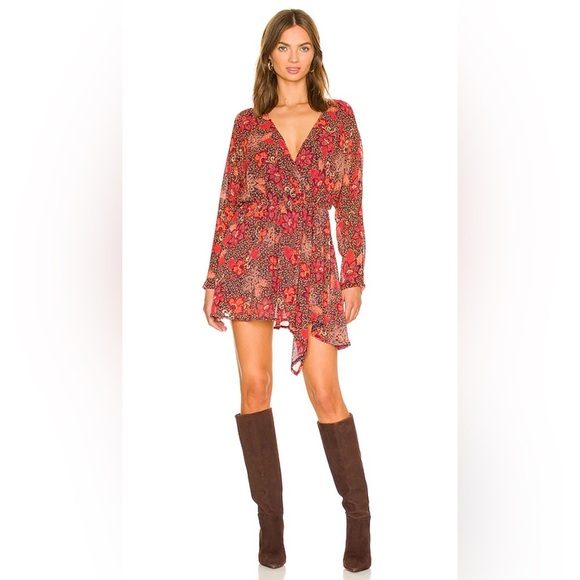 Free People Teegan Mini Dress in Peach Combo - Picture 1 of 9